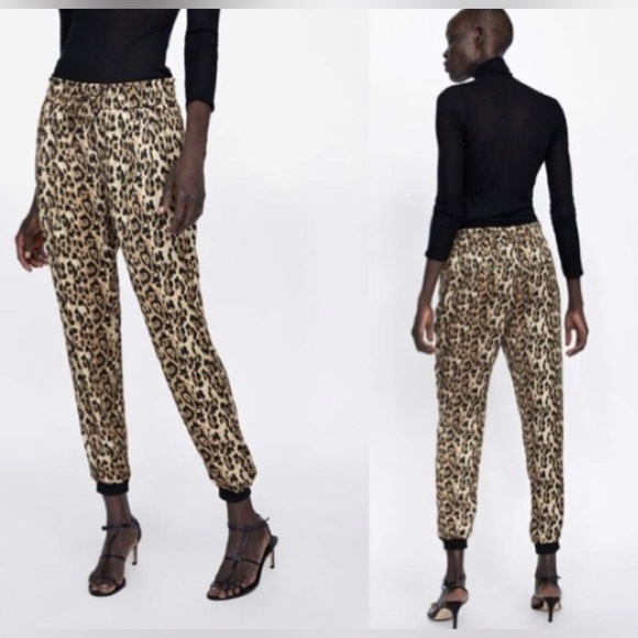 NWT, Zara cheetah jogger pants, size medium - Picture 2 of 12